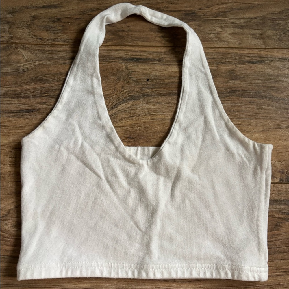 Brandy Melville White Halter Crop Top